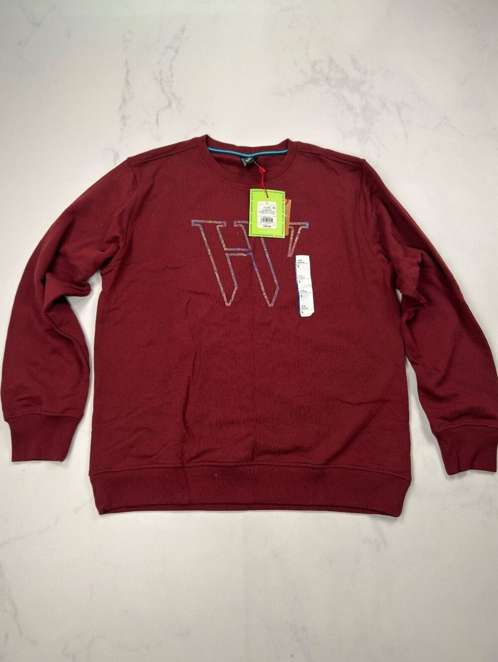 Houston White Sweatshirt Burgundy Streetwear Logo Pullover - Mens L NWT